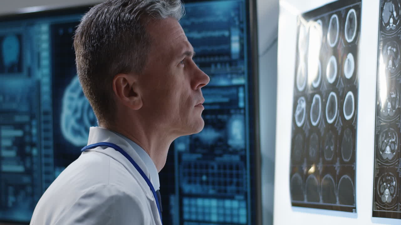 Doctor reviewing medical images