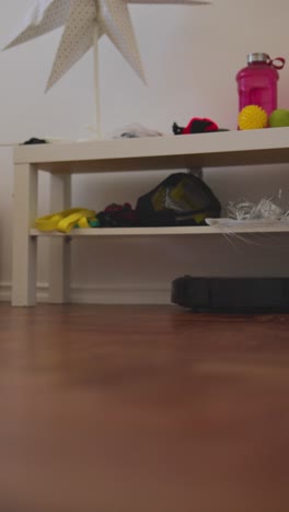 organized room with robot vacuum