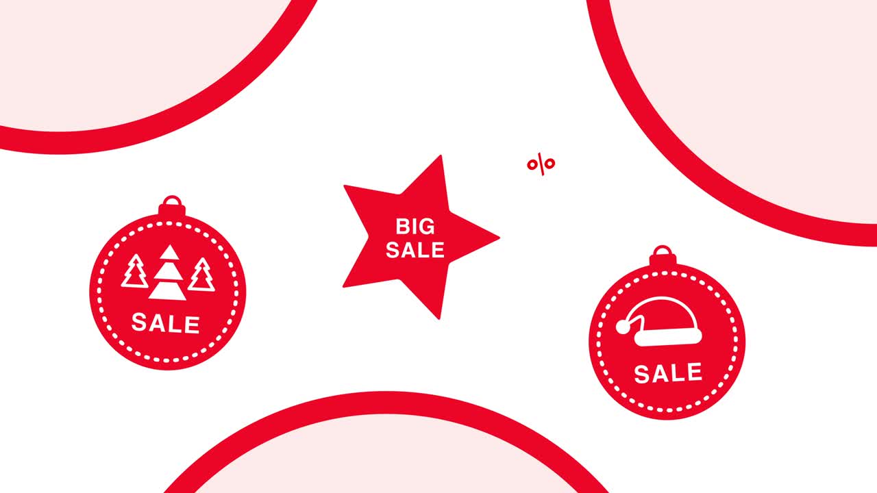 크리스마스 장식품 모양의 세 개의 판매 포스터의 4k 비디오.