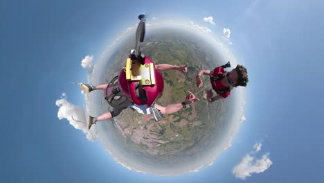 little planet skydivers having fun