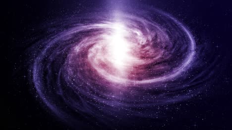 Beautiful-and-stunning-3D-CGI-simulation-of-a-spectacular-red-and-purple-spiral-galaxy-spinning-in-space,-trailing-diamond-like-stars
