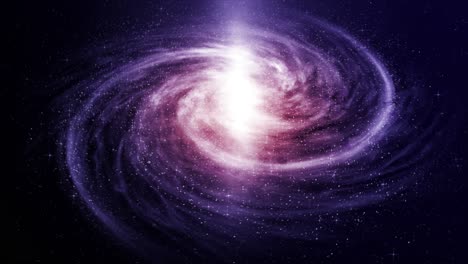 beautiful and stunning 3d cgi simulation of a spectacular red and purple spiral galaxy spinning in space, trailing diamond-like stars