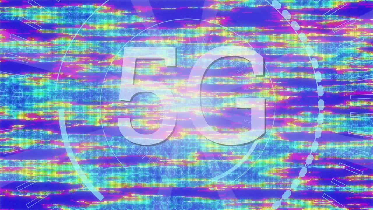 추상적인 다채로운 배경에 5g 텍스트