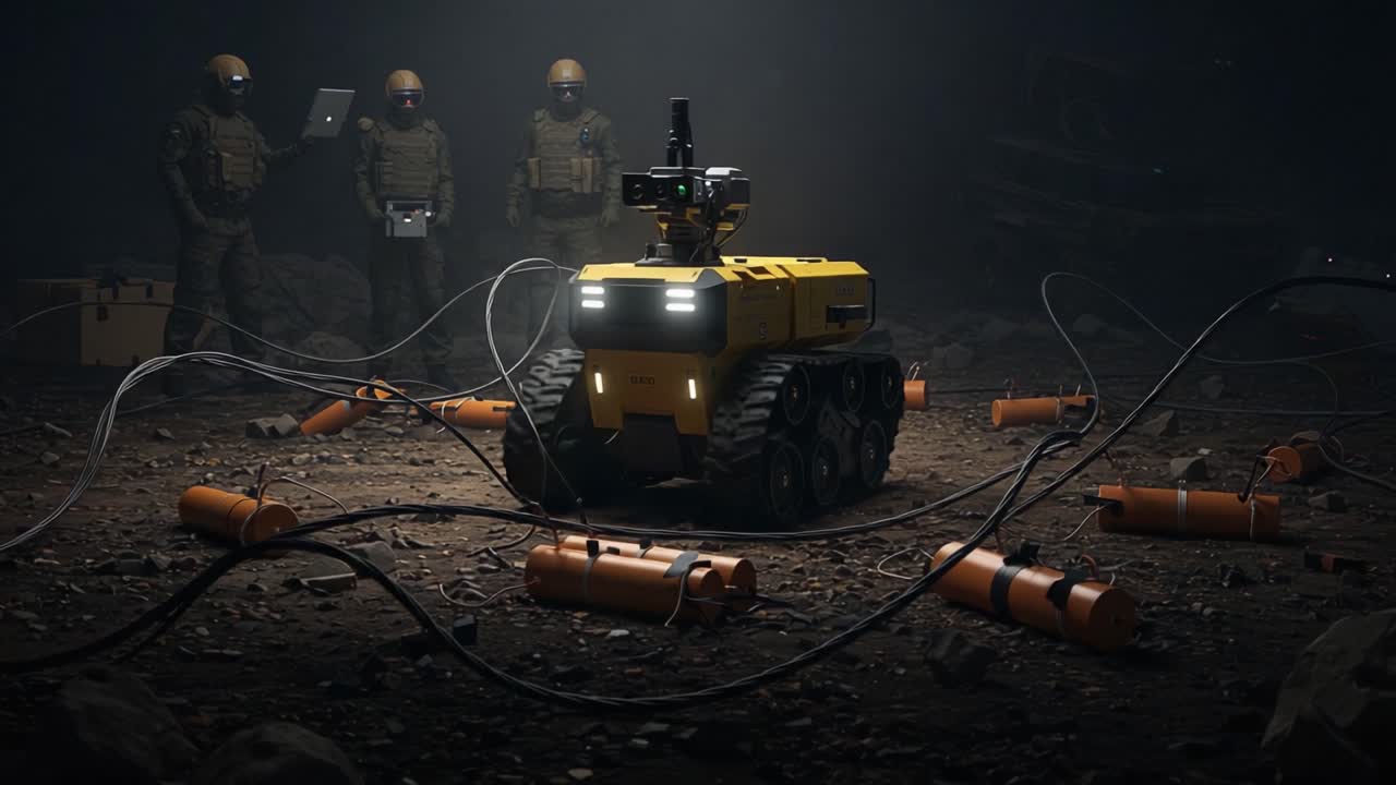 Advanced Robotics in Action: A Tactical Robot Navigating a Hazardous Environment with Explosive Devices and Supporting Operators in a Critical Mission