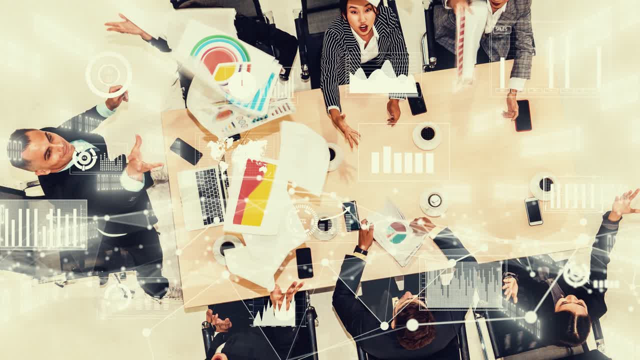 기업 직원 회의에서 사업가들의 창의적인 시각