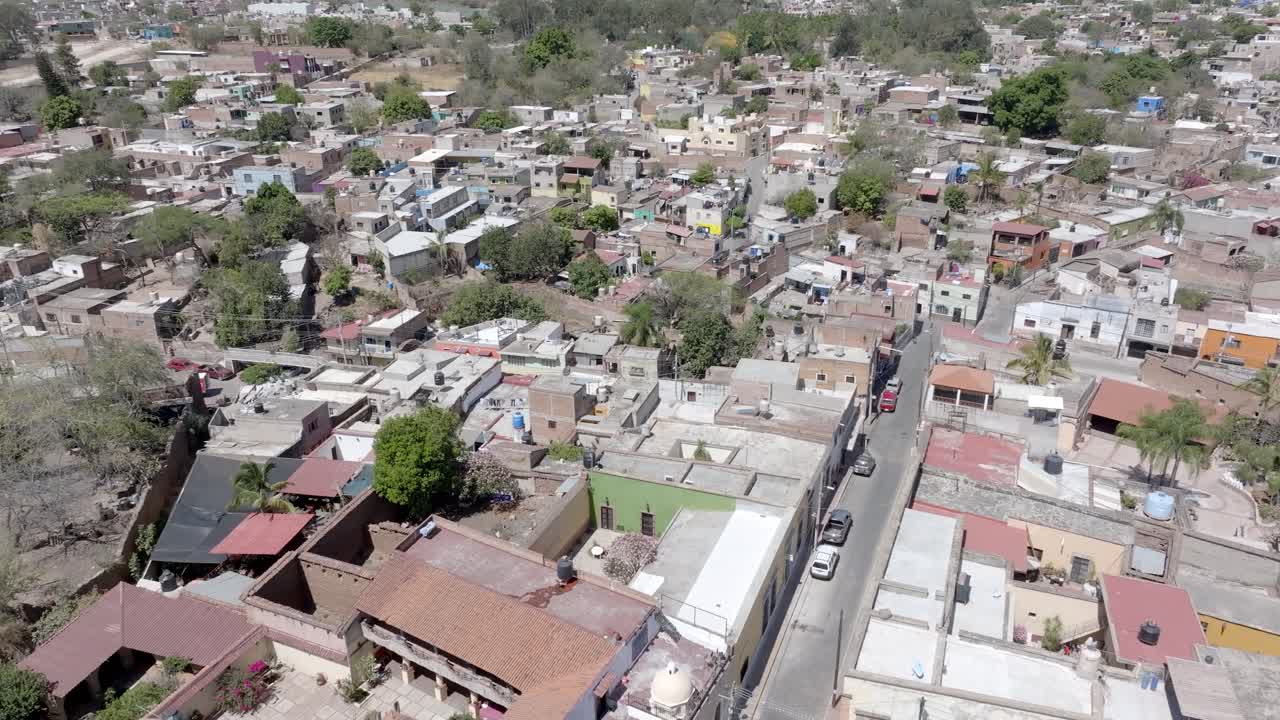 Amatitan municipality residential neighbourhood in Mexican state of Jalisco, Drone shot