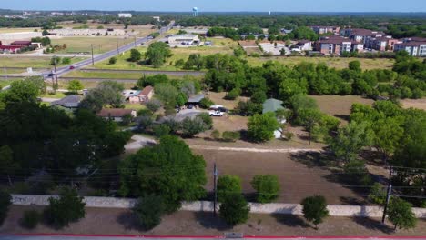 flying over a developing community out in the country