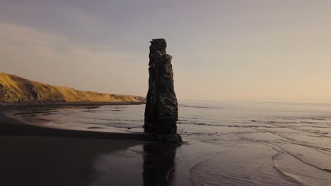 drone shots of hvitserkur rock in iceland