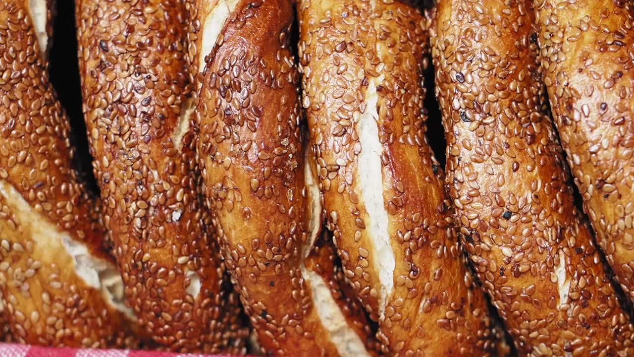primer plano de la simit turca