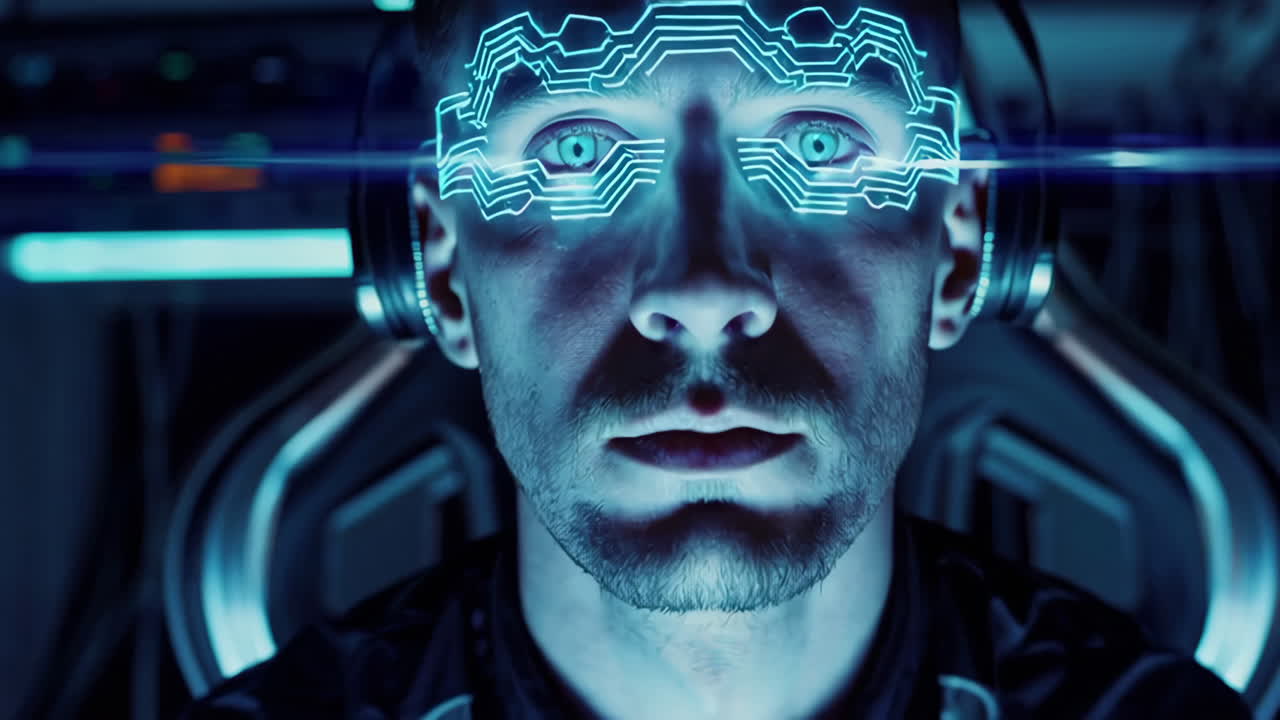 Cyberpunk Man in VR Headset