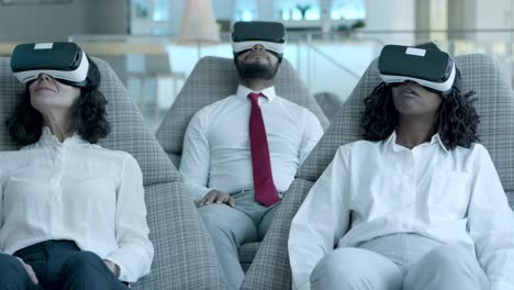 Business team in vr headsets