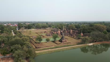 aerial view of sukhothai historical park in thailand