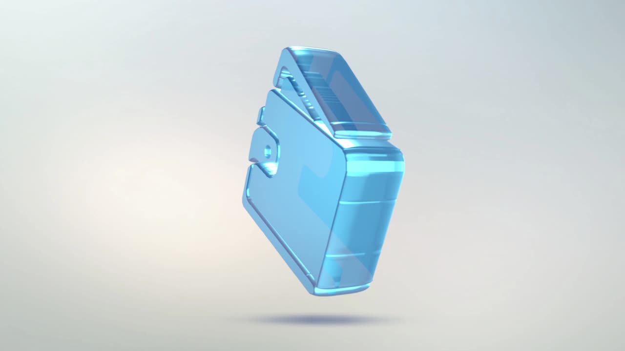 지갑 아이콘은 유리로 만들어져 있으며, 알파 채널 파란색과 초록색을 가진 투명한 회전 지갑 이콘이 있습니다.