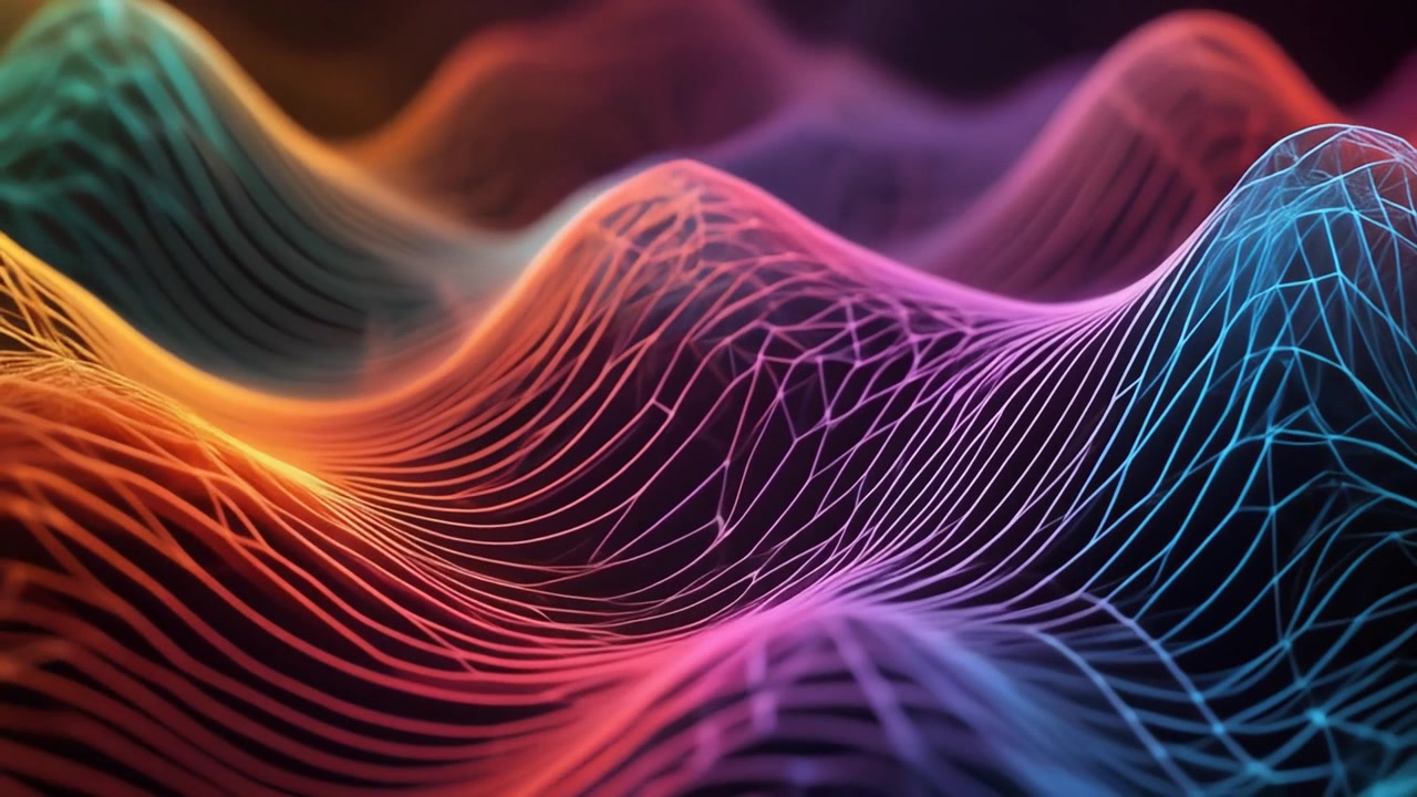 Abstract Digital Waveform Background with Vibrant Gradient Lines