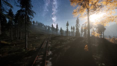 The-milky-way-above-the-railway-and-forest