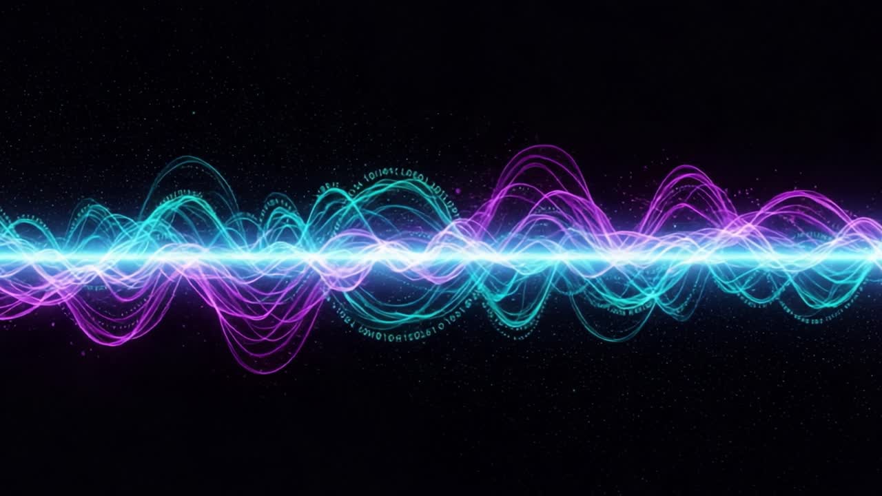 A Stunning Visualization of Dynamic Waveforms Representing Sound Frequencies in Vivid Colors, Illustrating the Beauty of Soundwaves in Motion and Energy Transfer