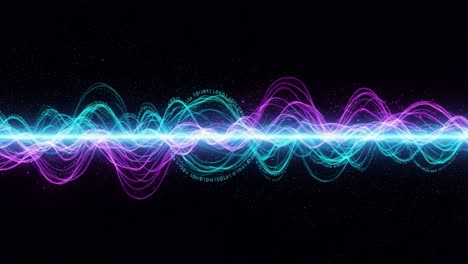 a stunning visualization of dynamic waveforms representing sound frequencies in vivid colors, illustrating the beauty of soundwaves in motion and energy transfer