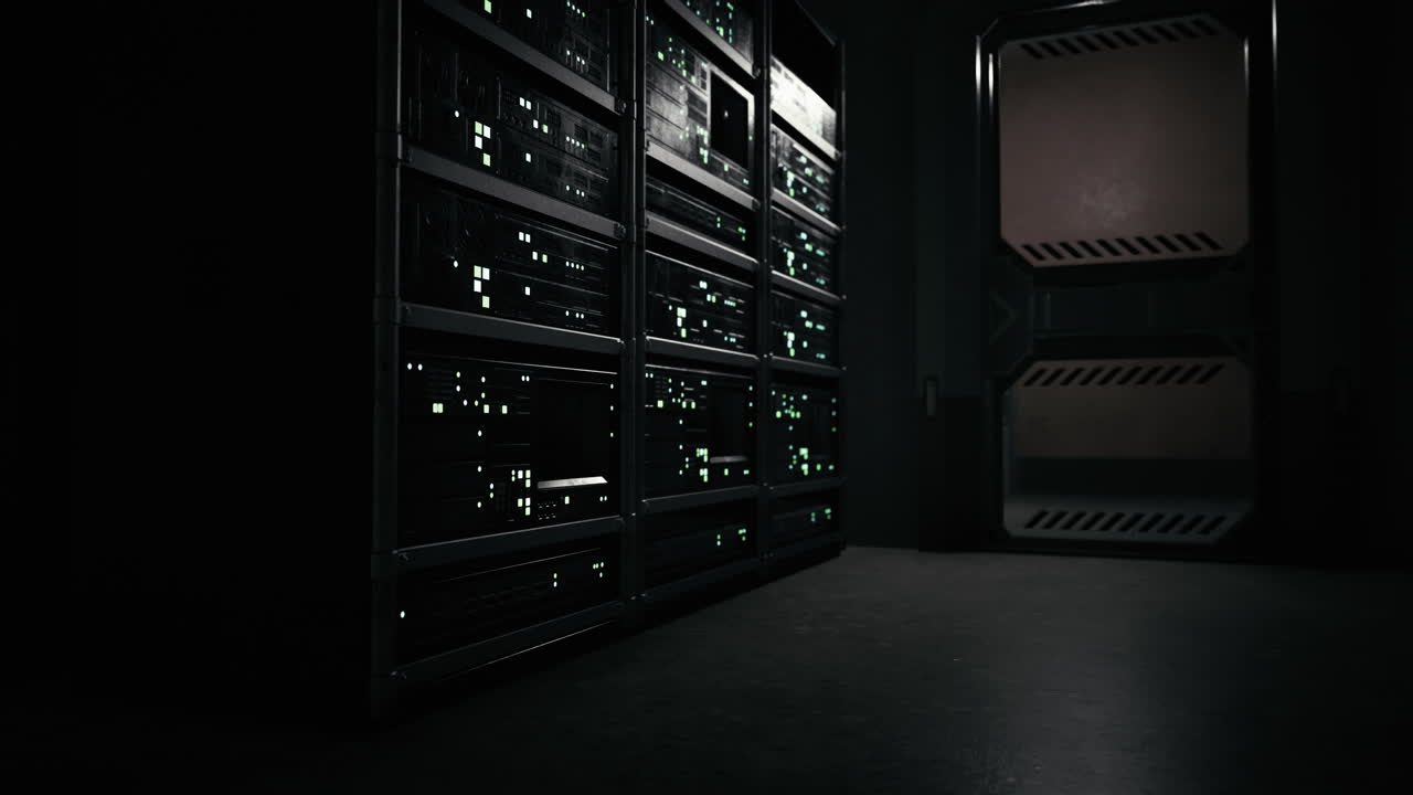 network server room with computers for digital tv ip communications