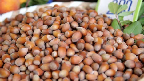 hazelnuts in basket at market