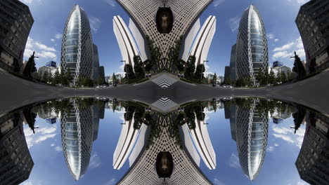 timelapse of tokyo city scene and skyline made into abstract fisheye tiny planet