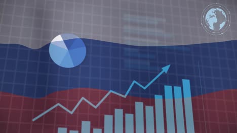 Animación-De-Estadísticas-Y-Procesamiento-De-Datos-Sobre-La-Bandera-Ondeante-De-Rusia.