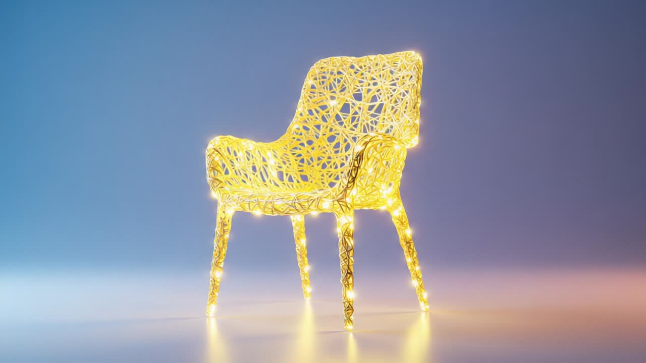 Illuminated Artistic Chair Design: A Striking Blend of Modern Aesthetics and Unique Structure Showcasing Luminescent Features for Contemporary Interiors