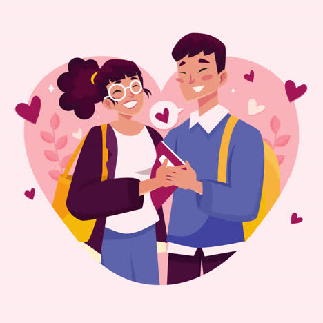 happy students in love