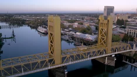 aerial view of sacramento's tower bridge and riverfront cityscape