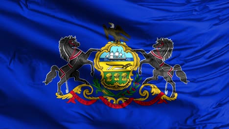 a waving flag of pennsylvania,  a state spanning the mid-atlantic, northeastern, and appalachian regions of the united states.3d illustration.