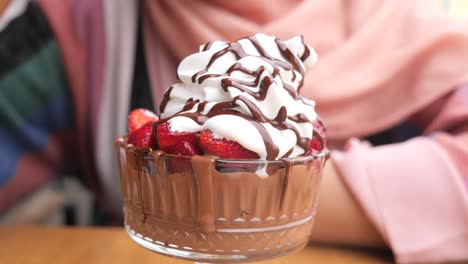 chocolate strawberry dessert with whipped cream