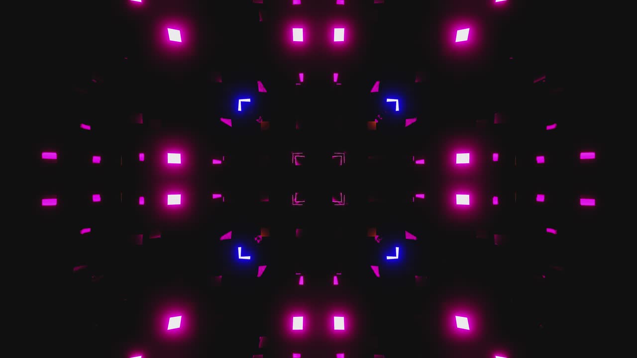 Animazione VJ Loop di lampi neon luminosi nei colori rosa, arancione e blu