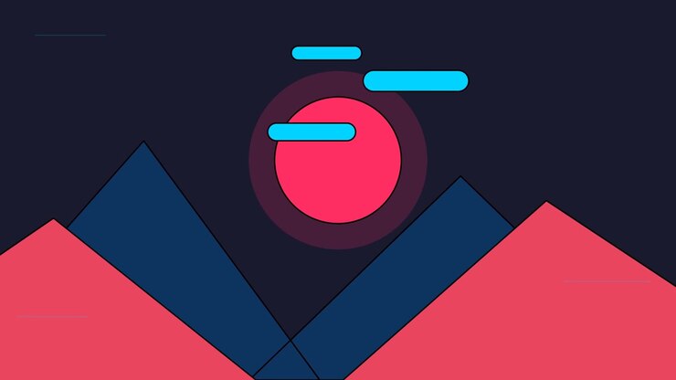 Minimalist Animated Landscape with Moving Clouds and Sun