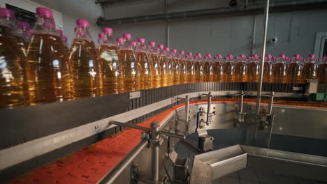 beverage bottling line in a factory