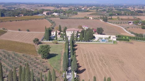 Amazing-aerial-top-view-flight-villa-in
Tuscany-Cypress-Alley-Road-Mediteran-Italy-fall-23