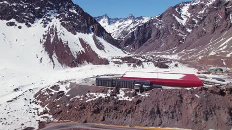 aduana los libertadores in the midst of andes mountains in the border of argentina and chile