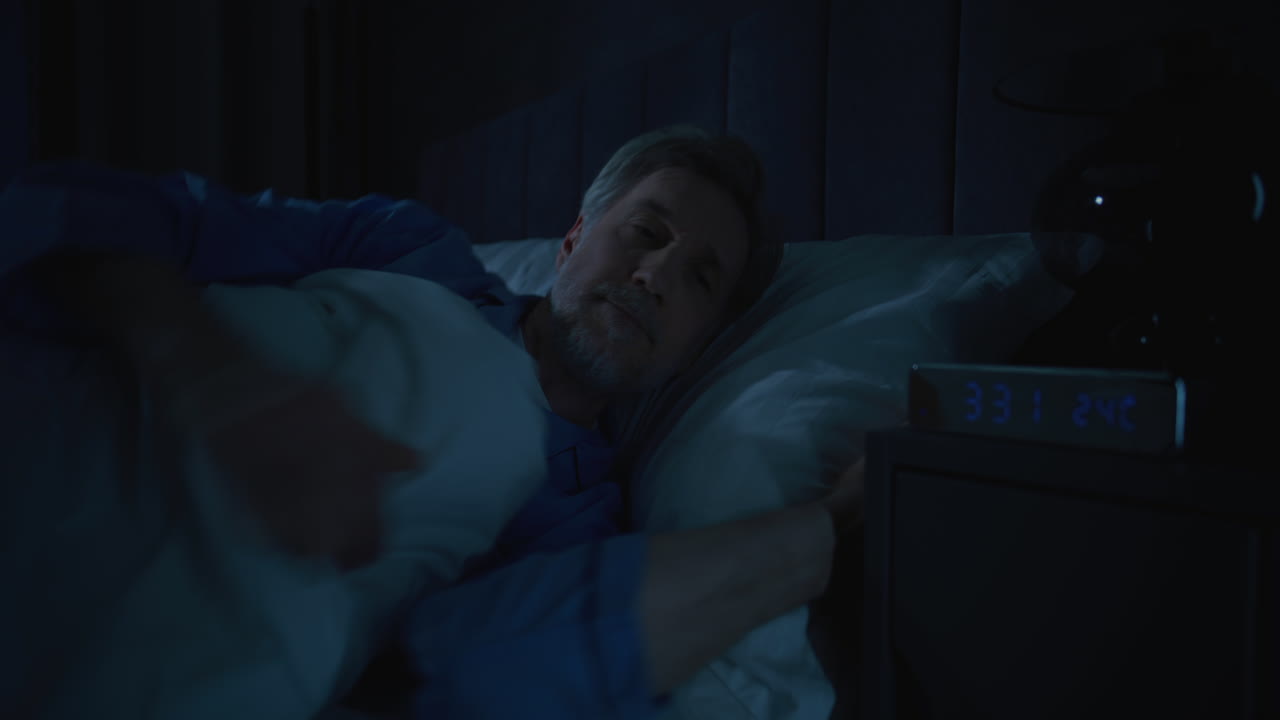 Tired From Insomnia Man Tries Fall Asleep in Early Hours of Morning