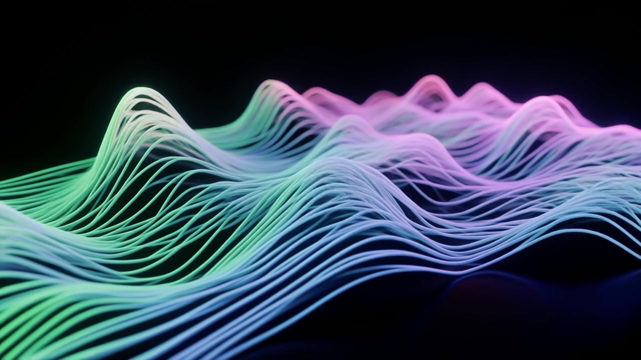 Forma d'onda astratta dinamica con linee al neon luminose
