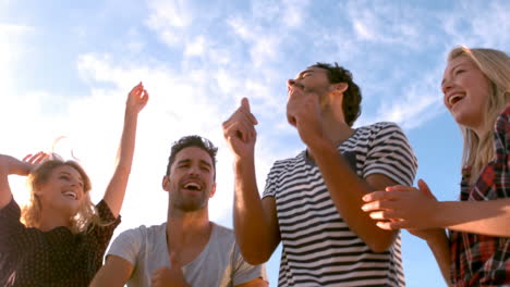 a group of friends are enjoying their holidays