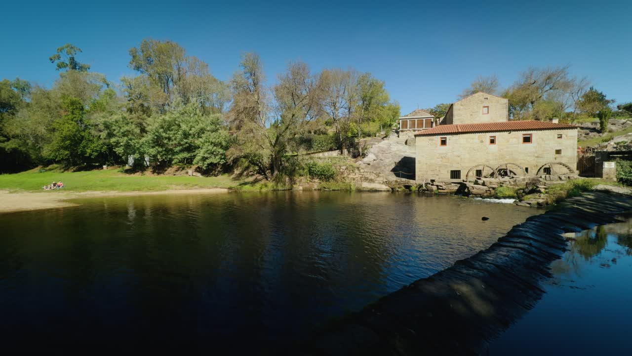 The barrage and watermill on the Cavado river in north Portugal