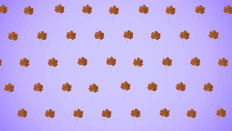 animación de filas de hojas de naranja de otoño sobre un fondo púrpura