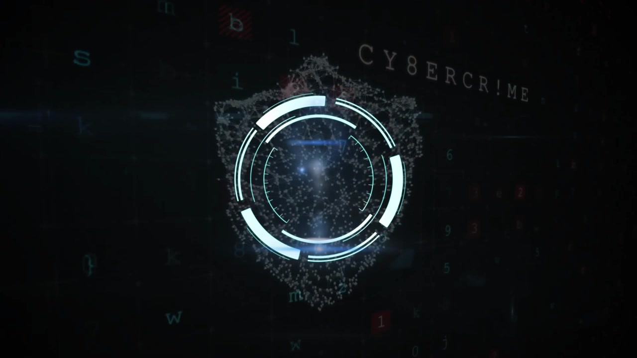 Animation of shield and scope scanning with data processing