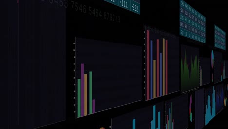 Animation-of-financial-data-processing-on-black-background