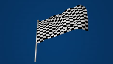 animation of racing flag waving on dark blue background