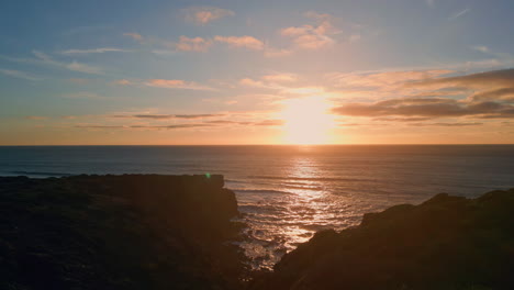 cloudy evening sky sea water rippling slow motion. ocean sunset nature horizon