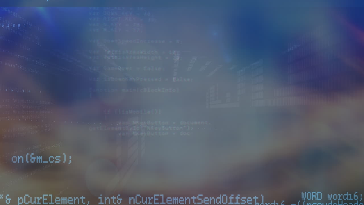 Animation of data processing on blue background