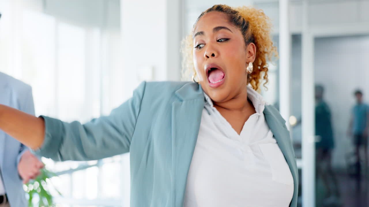 Dance, high five and motivation with a business