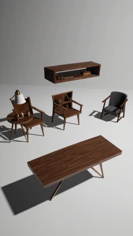 assortment of modern wooden furniture pieces
