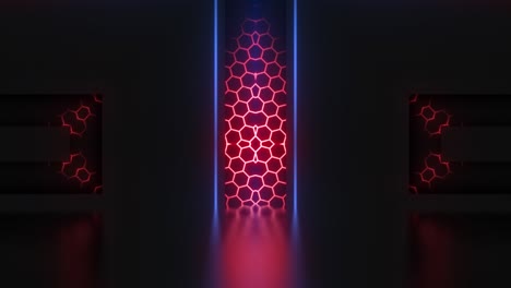 neon red hexagon glowing tunnel/frame