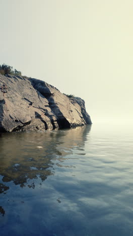 calm water and rock cliff