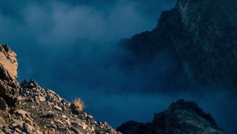 sea of clouds at sunset in la palma island, canary islands